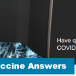 Photo of CSS client smiling with glasses, next to the text "Have questions about getting the COVID-19 vaccine in New York?"